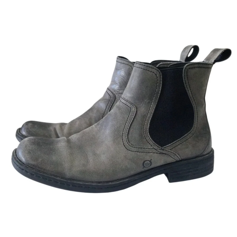 Born‎ Men's Chelsea Boots Size 11 Gray Leather Ankle Pull-On Hemlock Ankle Boot